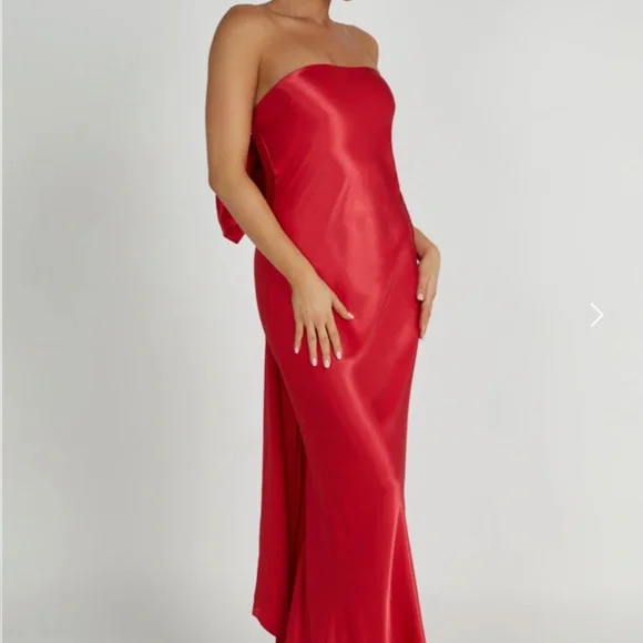 Rochelle Bow Back Satin Maxi Dress - Picture 3 of 5